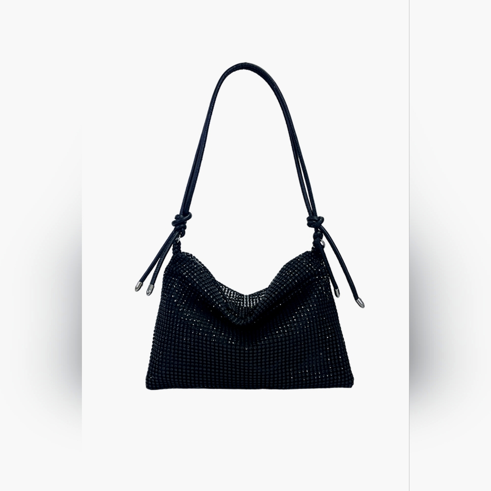 Women's Black Glitter PVC Shoulder Bag